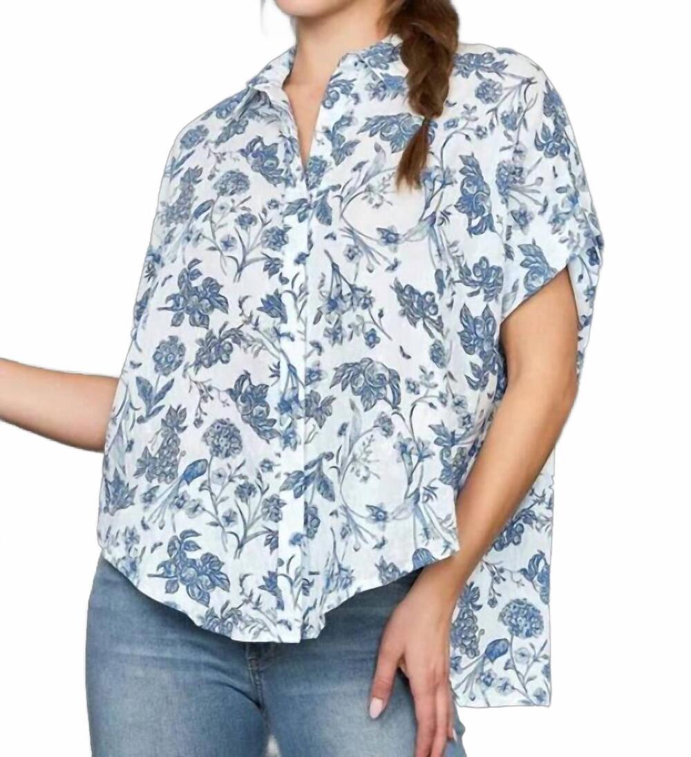 NEW UMGEE toile print top in blue